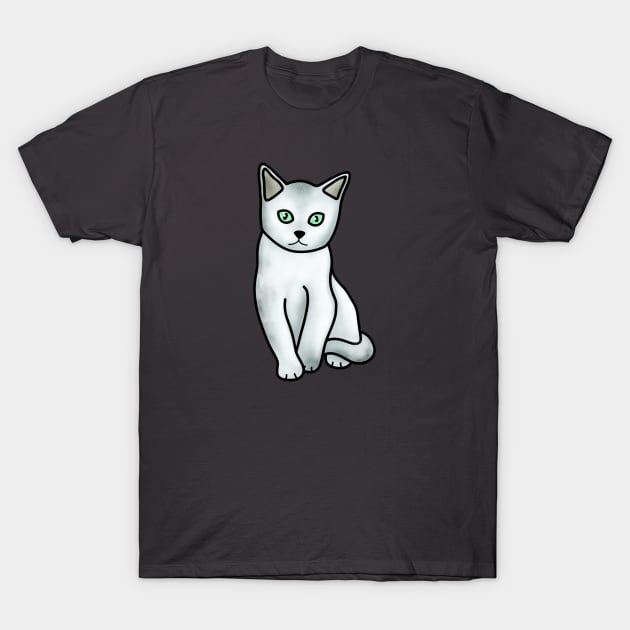 White Cat T-Shirt by Kelly Louise Art